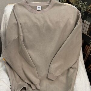 Zara Men's Taupe Crewneck Sweater